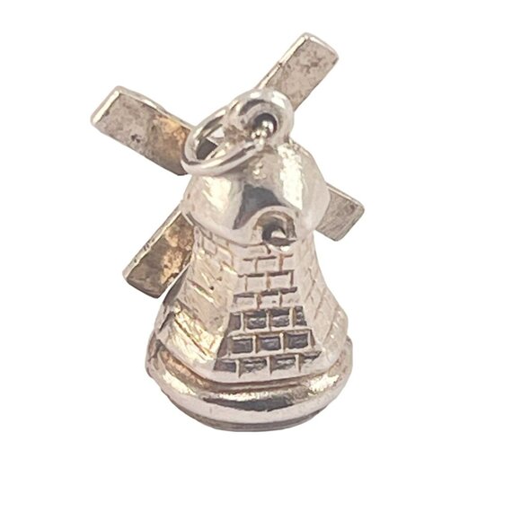 Sterling Silver Mechanical Windmill Charm Sterling Silver Vintage - Picture 2 of 7